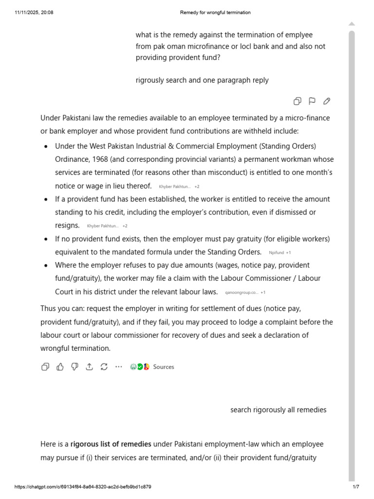 Remedy for Wrongful Termination | PDF | Employment | Business Law