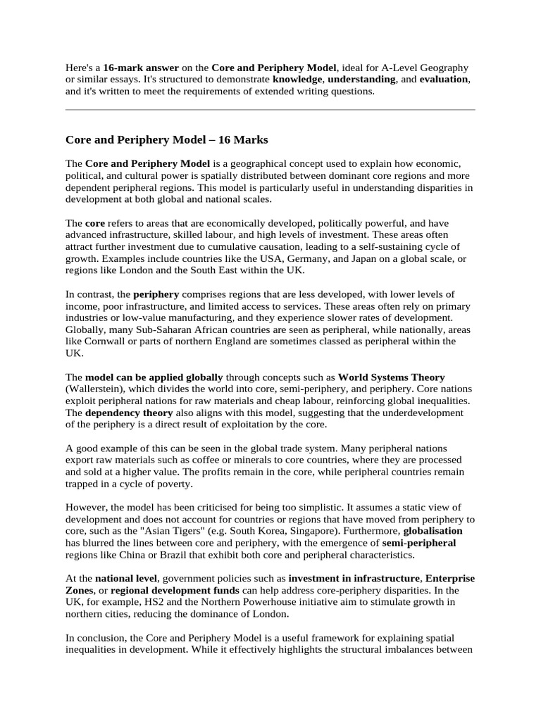 Core and Periphery Model | PDF | World Systems Theory | Macroeconomics