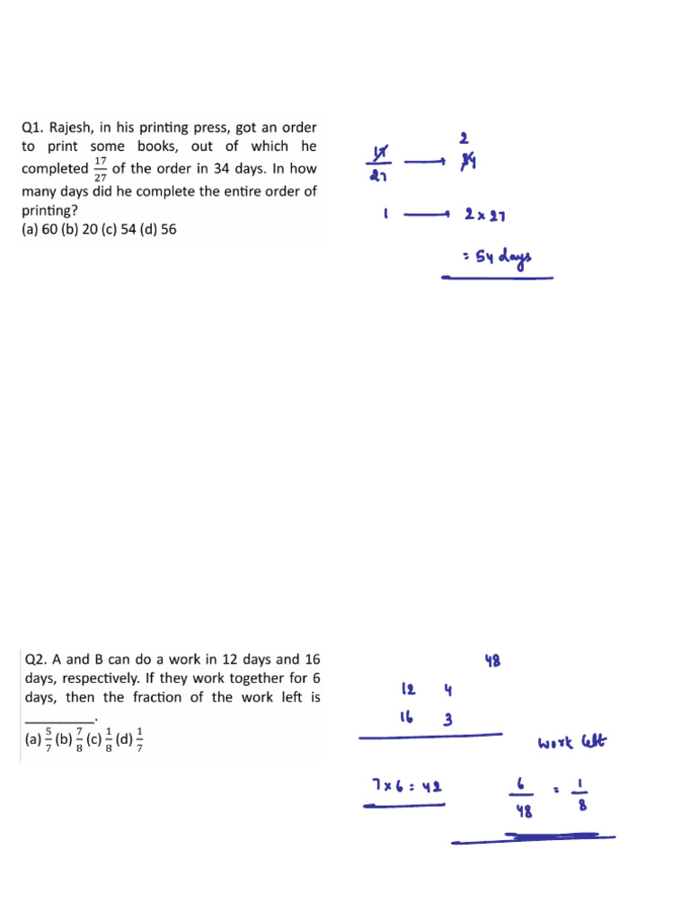Time and Work Class 4 | PDF