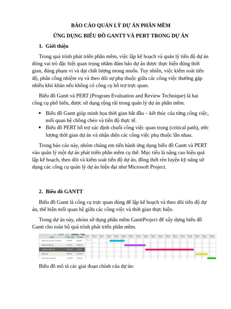 Báo Cáo Quản Lý Dự Án Phần Mềm | PDF