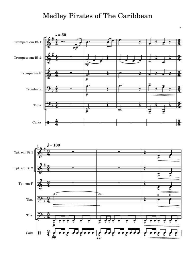 Medley of Pirates of the Caribbean | PDF