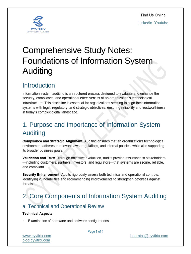 Information System Auditing Essentials | PDF | Audit | Regulatory ...