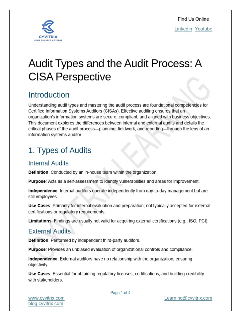 Audit Types and Processes Explained | PDF | Audit | Internal Audit