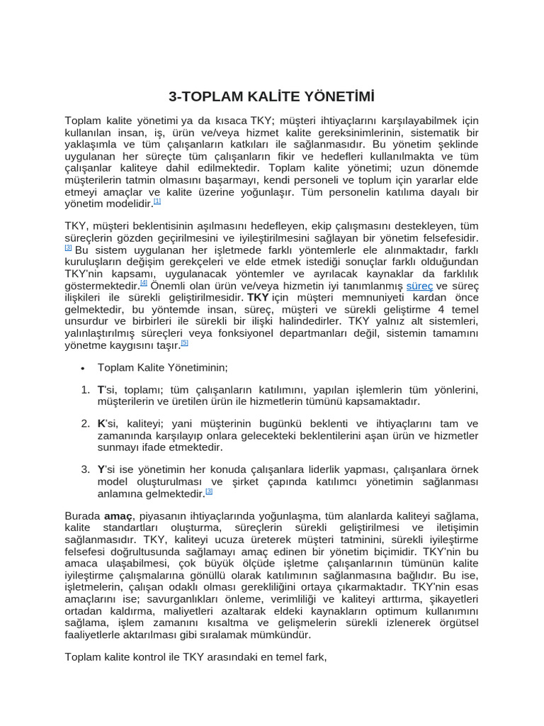 7h ÜKS Toplam Kalite Yönetimi | PDF