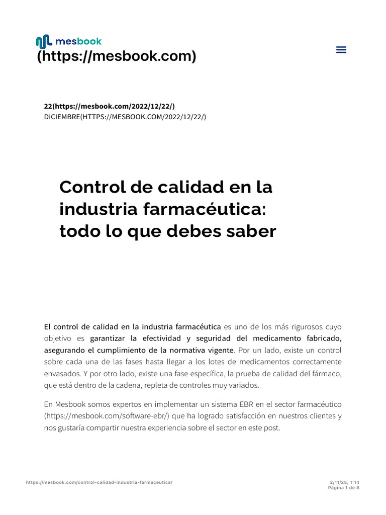 Control de Calidad en La Industria Farmacéutica - Todas Las Claves ...