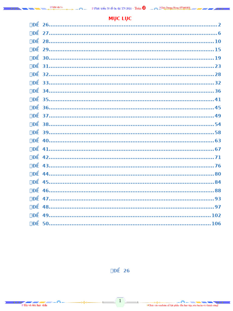 50 de on Thi Tn 2024-Hs Yếu-p2 | PDF
