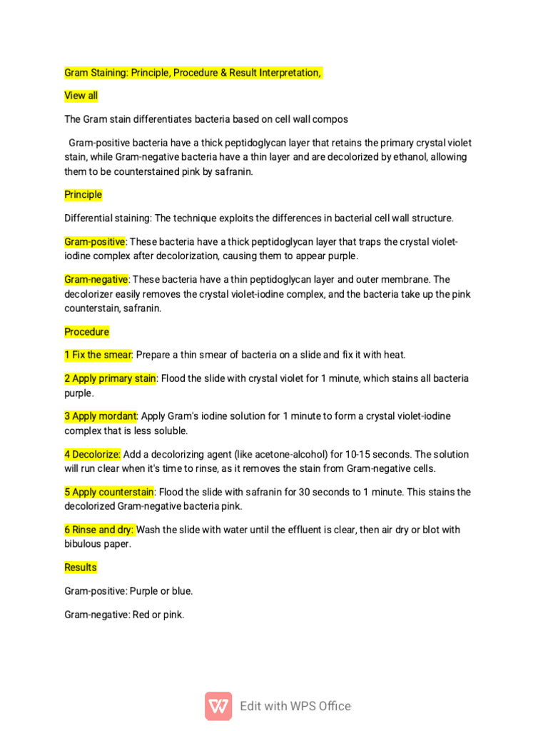 Gram Staining - WPS Office | PDF