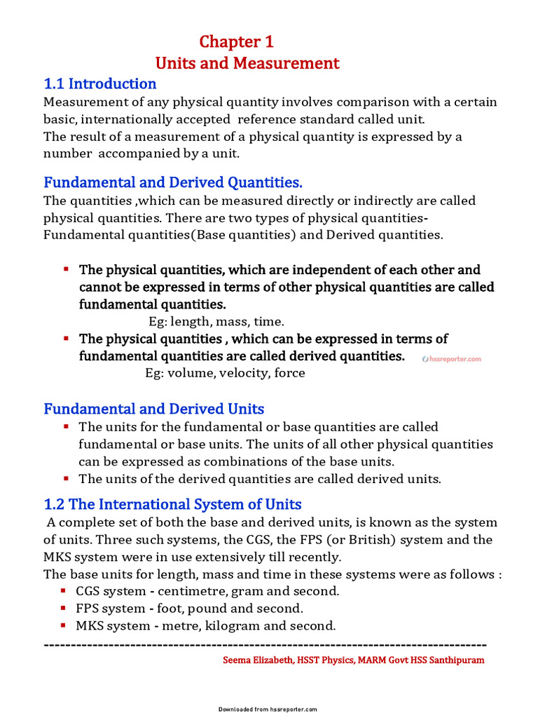 Units and Measurement in Physics | PDF | Measurement | Quantity