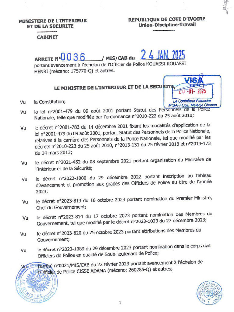 0036 Avancement Officers 1er Semestre | PDF
