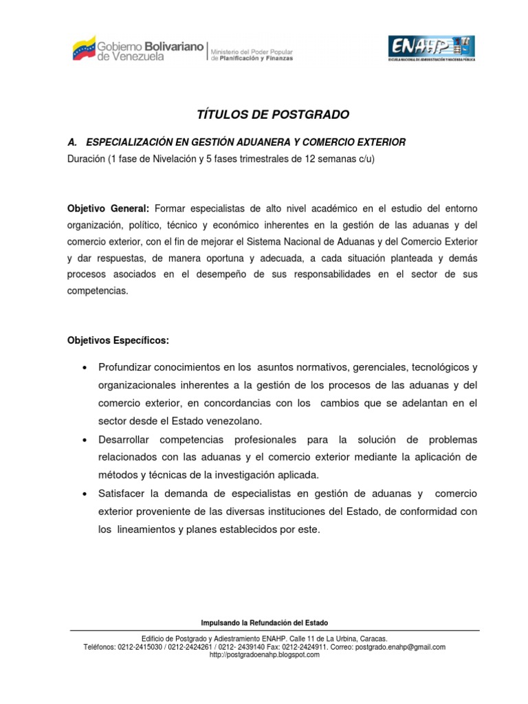 Especialización en Aduanas y Comercio Exterior | PDF | aduana | El ...