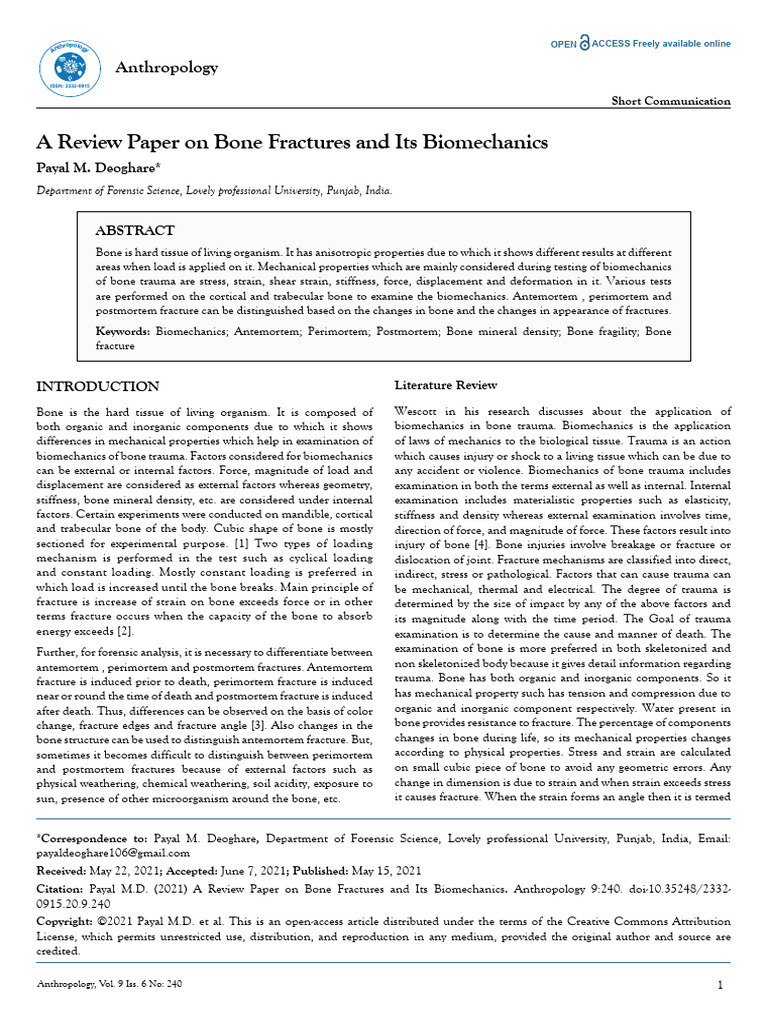 Bone Fractures: Biomechanics Review | PDF | Bone | Fracture