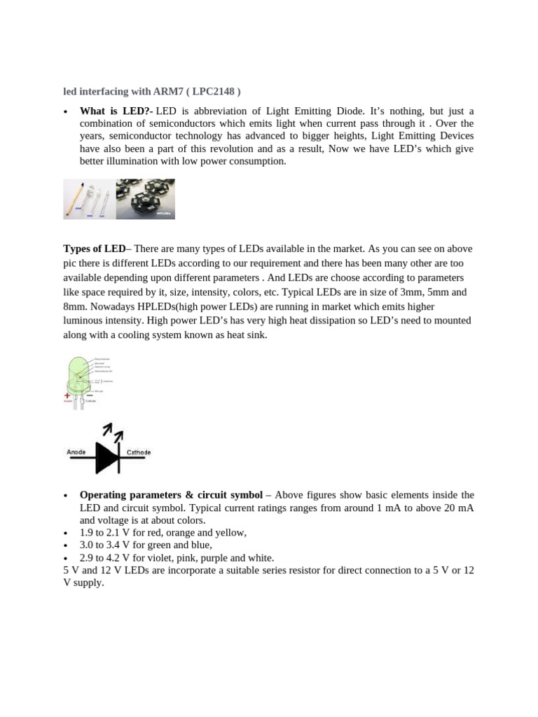 Ex.no.3.Led Interfacing With ARM7 | PDF