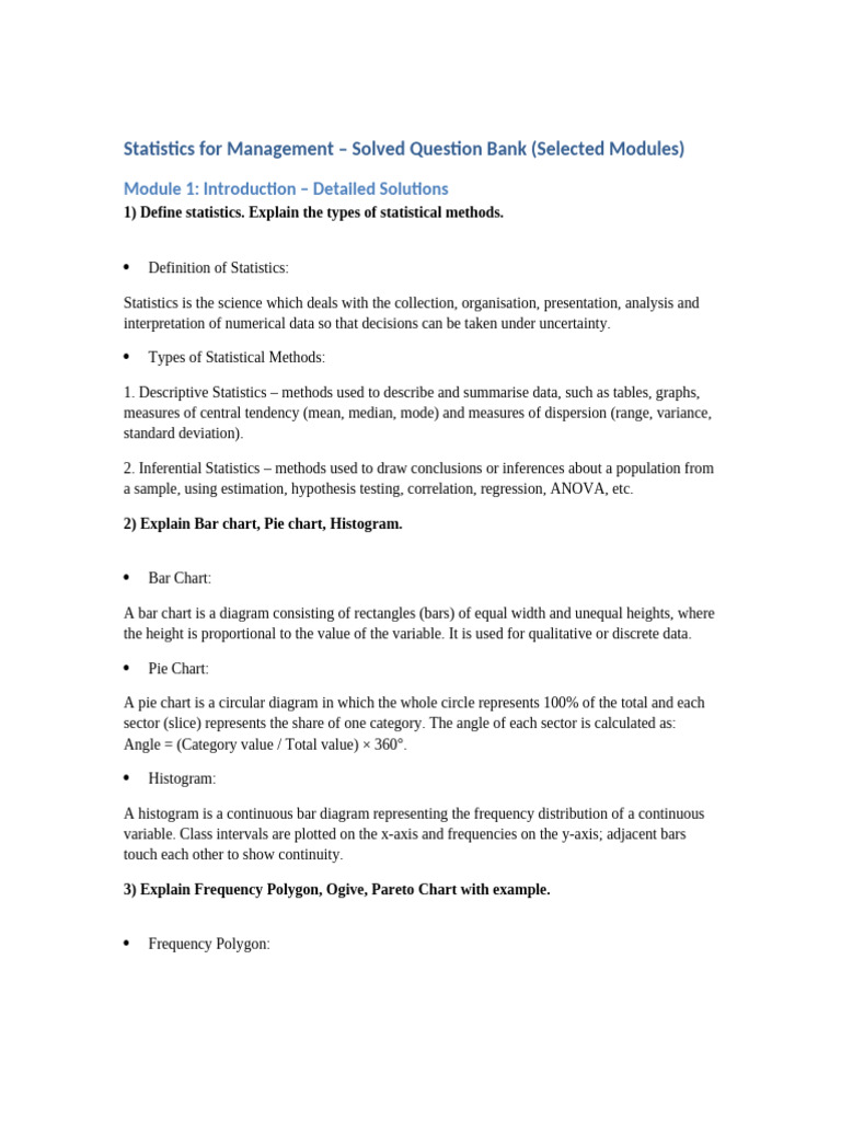 Stats Mod1 and Mod3 Solutions | PDF | Statistics | Sampling (Statistics)