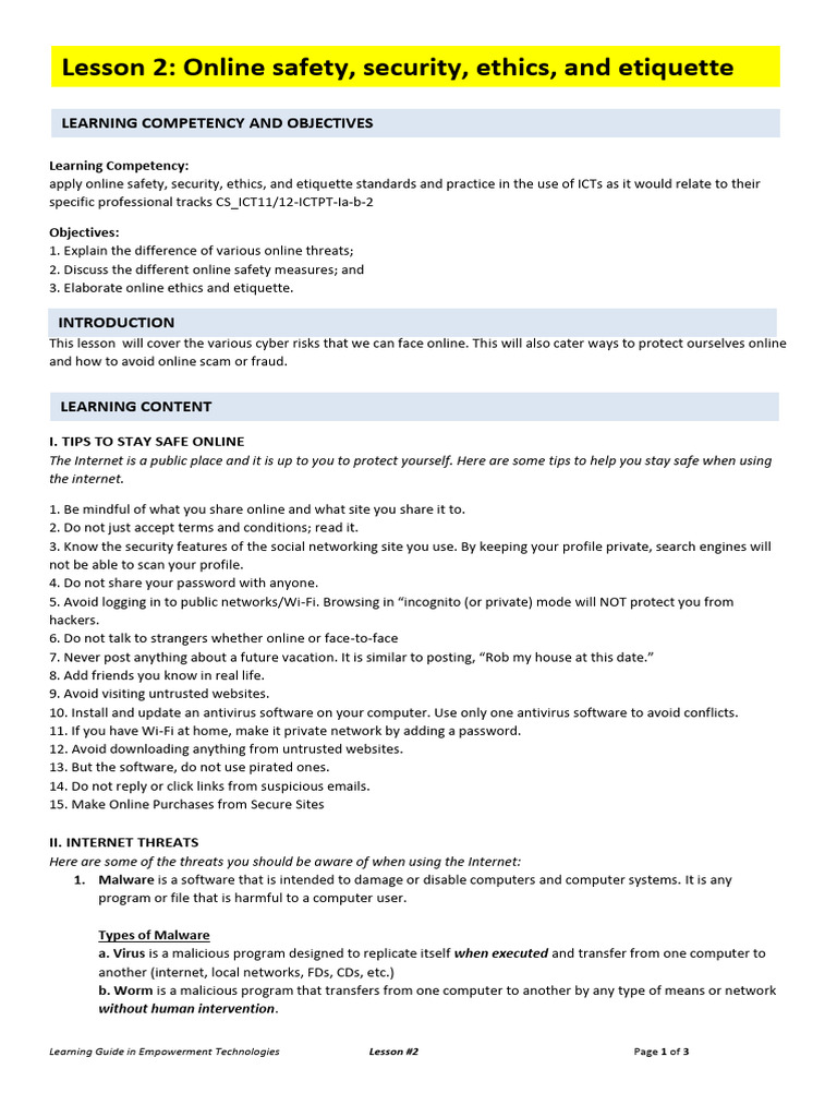 Online Safety and Cybersecurity Guide | PDF | Malware | Crime Prevention