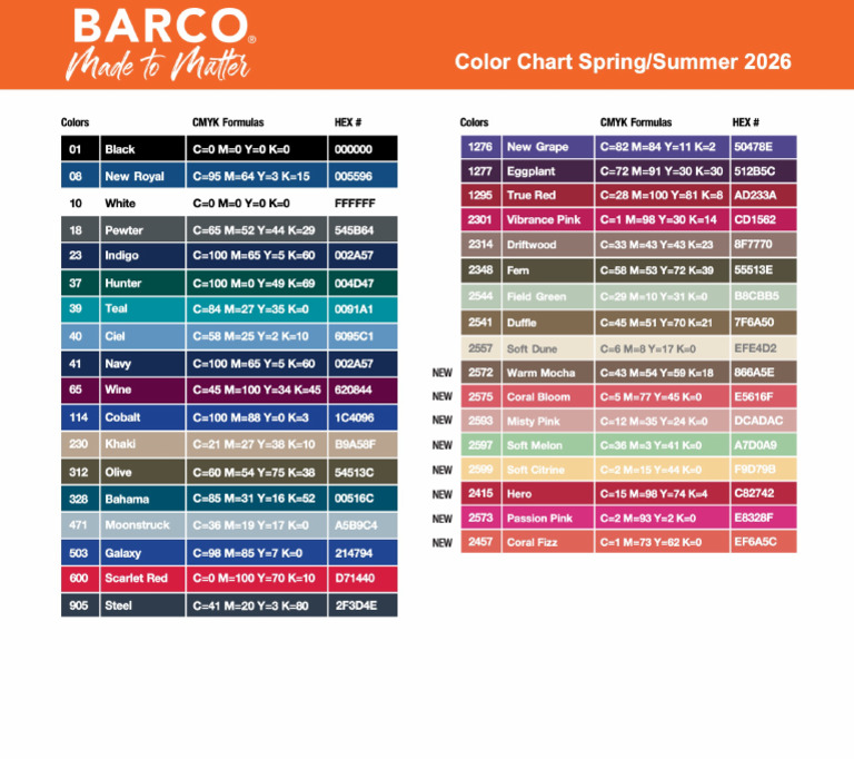 Color Chart SS 2026 | PDF
