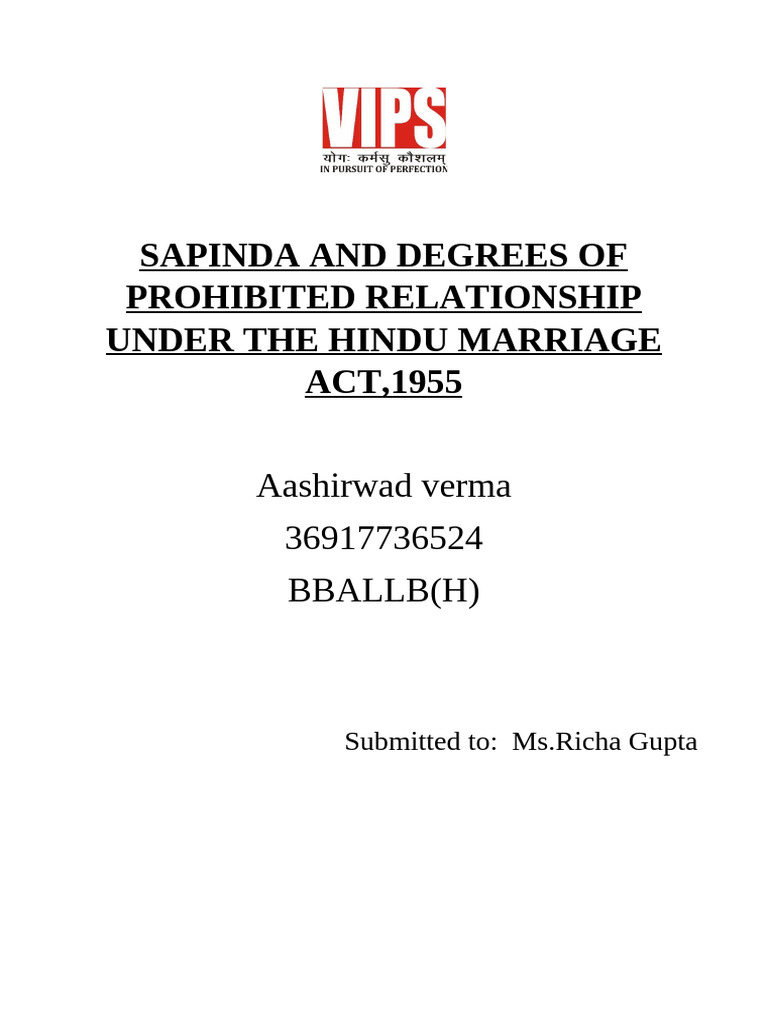 Prohibited Relationships in Hindu Marriage Act | PDF | Marriage | Incest