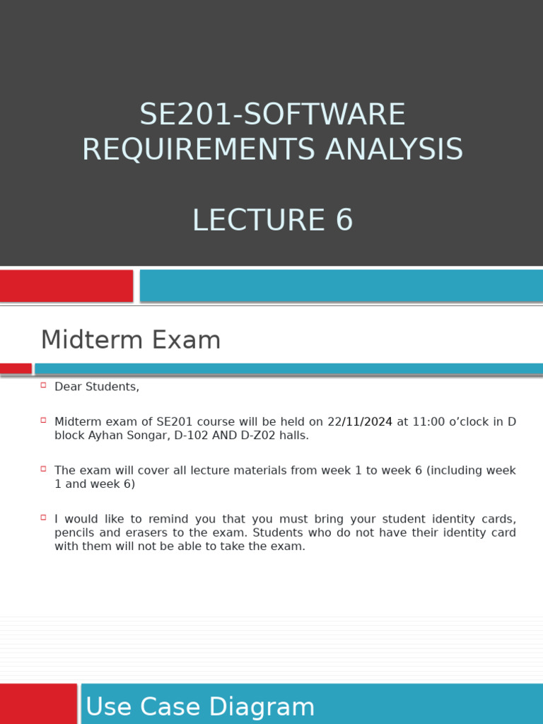 SE201 Midterm Exam & Use Case Diagrams | PDF | Use Case | Interview