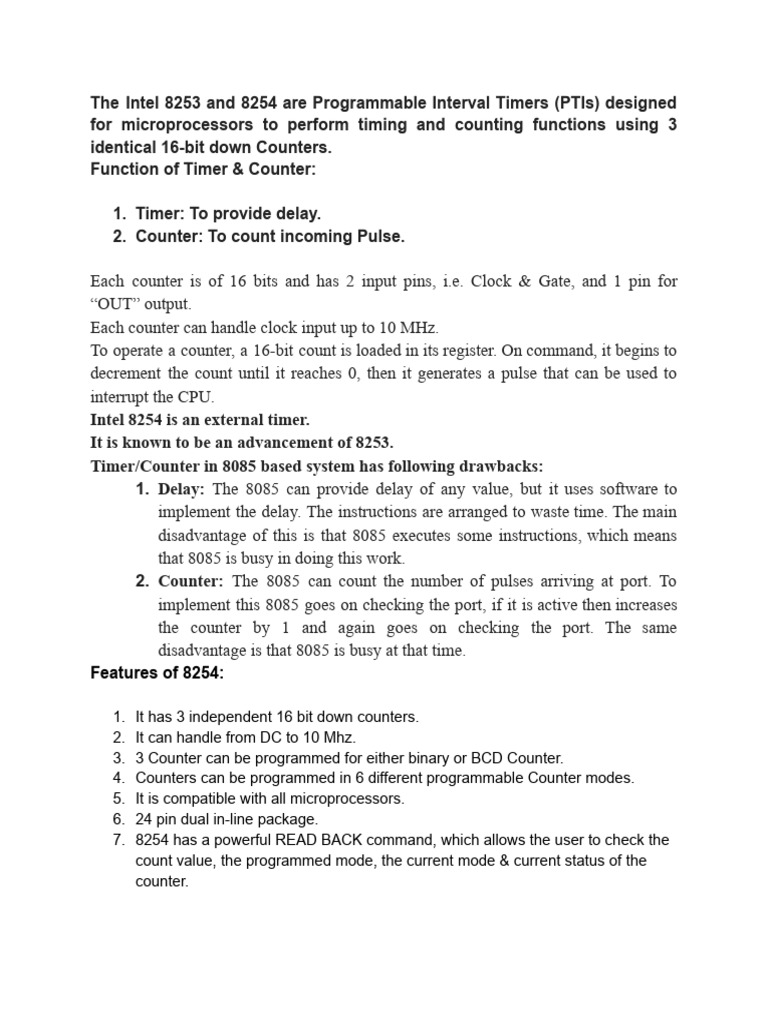 Intel 8253/8254 Timer Overview | PDF | Computing | Electronics