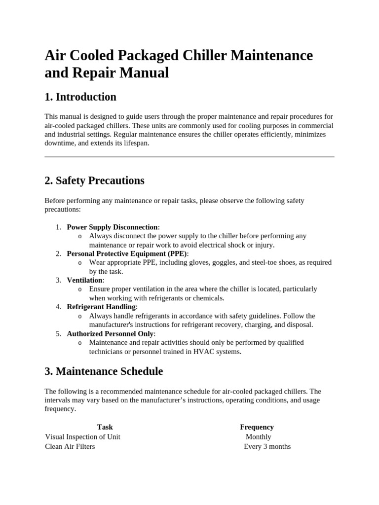 Air-Cooled Chiller Maintenance Guide | PDF | Power Supply | Heat Exchanger