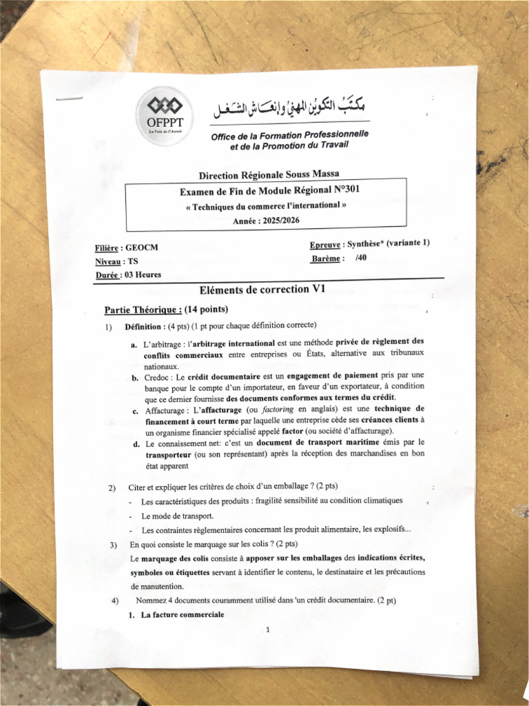 Les Éléments de Correction EFMR 2025 V1 | PDF