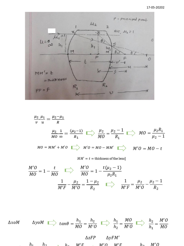 Focal Length Formula for Thick Lenses | PDF | Imaging | Lenses