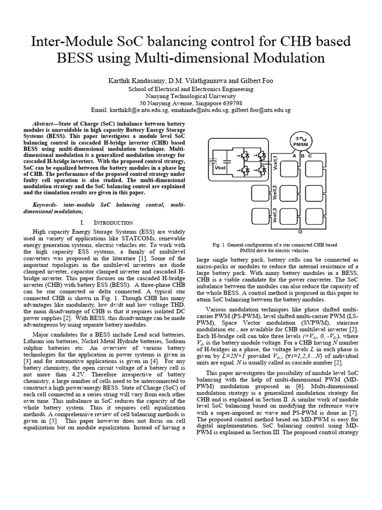 SoC Balancing in CHB BESS via MD-PWM | PDF | Power Inverter | System On ...