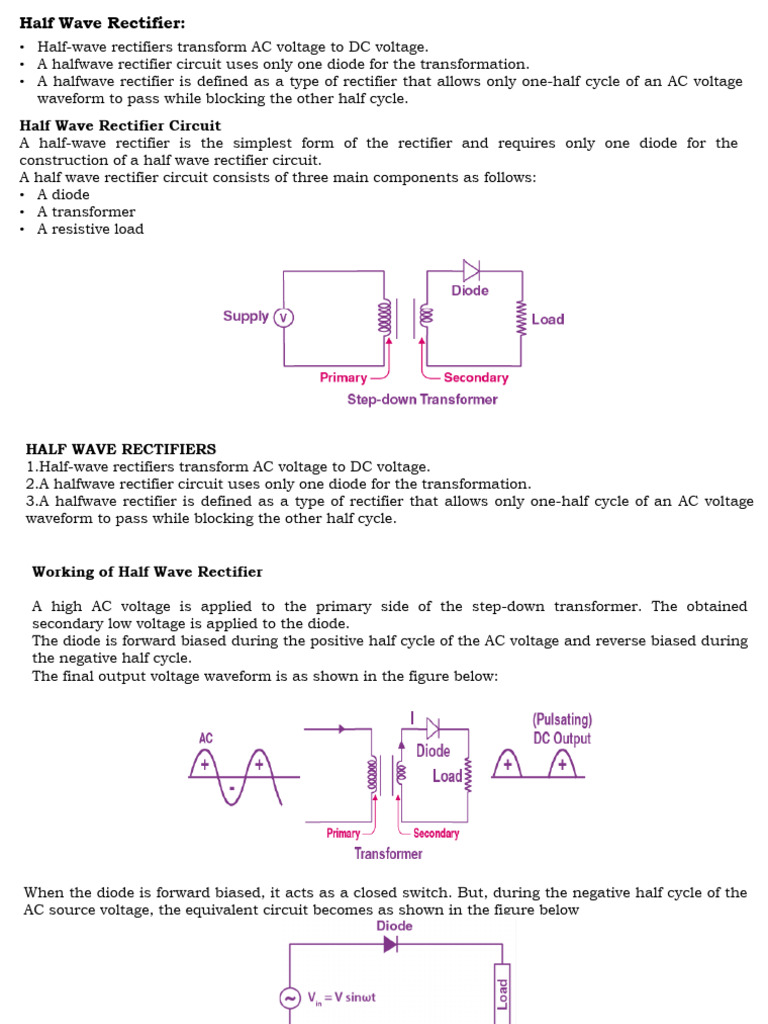 Half Wave Rectifier Overview and Applications | PDF | Rectifier ...
