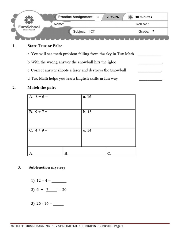 Tux Math Learning Activities Guide | PDF