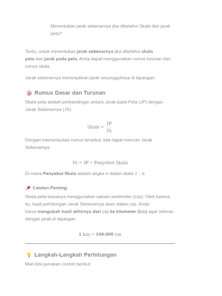 Menghitung Jarak Sebenarnya dari Skala Peta | PDF