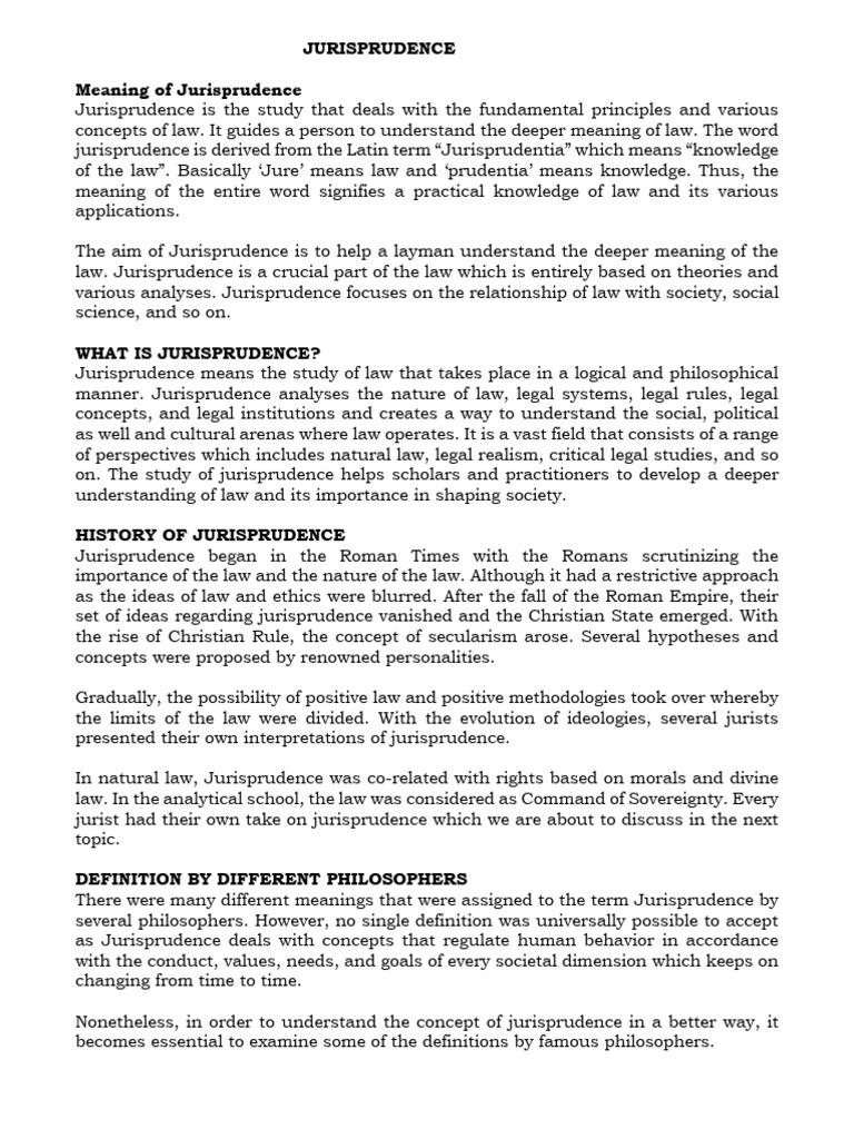JURISPRUDENCE NOTES | PDF | Jurisprudence | Precedent