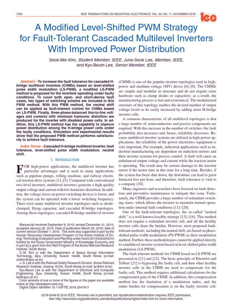 Fault-Tolerant PWM for Multilevel Inverters | PDF | Power Inverter ...