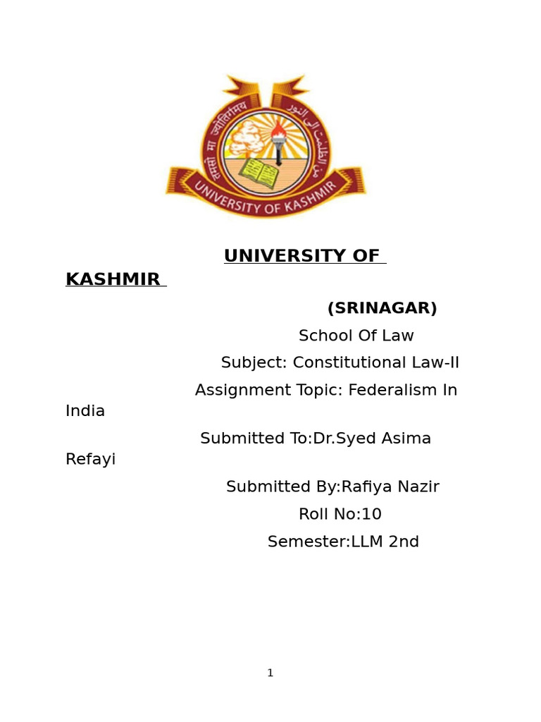 Assignment 2 of Constitutional Law II | PDF | Federalism | Government