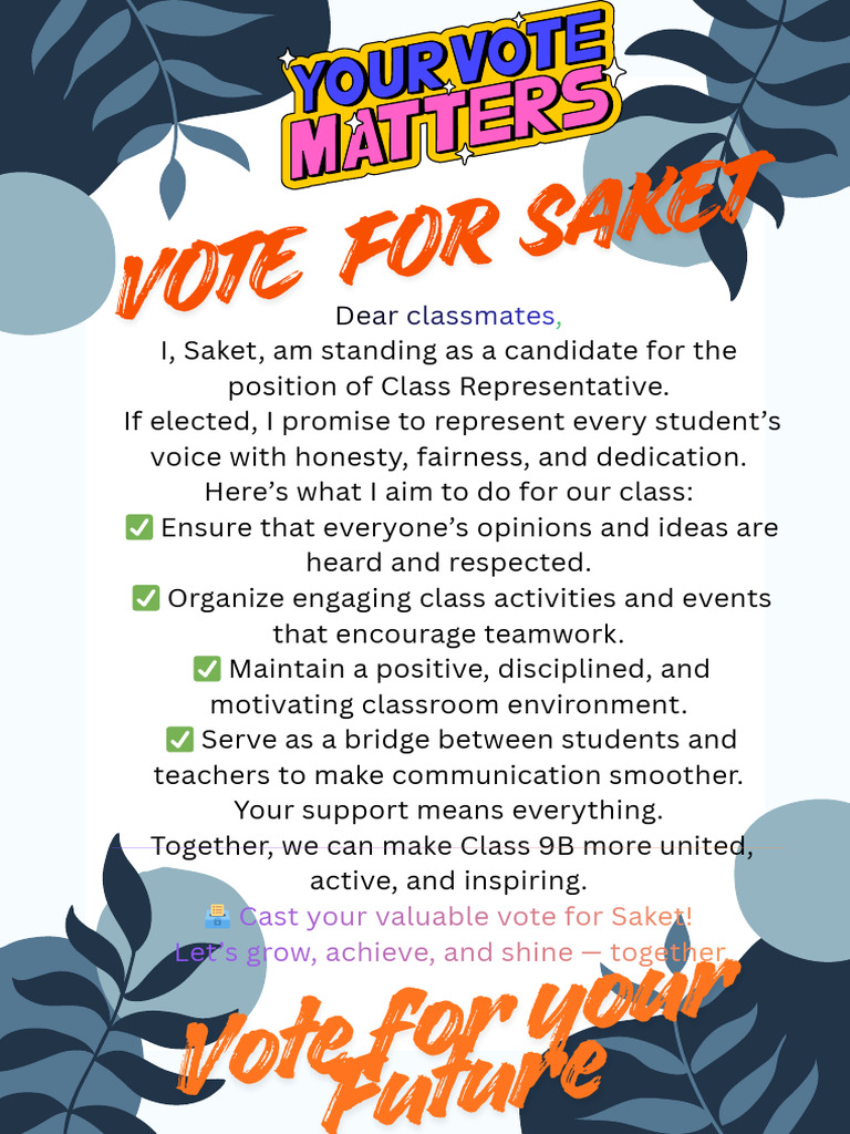 Vote Saket for Class Representative | PDF