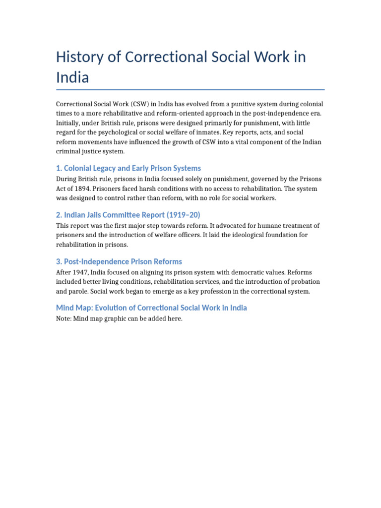 Evolution of Correctional Social Work in India | PDF