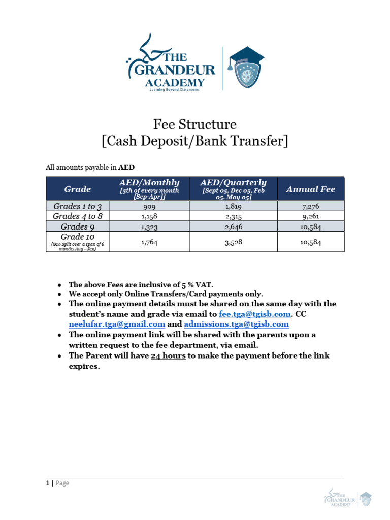 International Fee Structure [UAE - International 25-26] | PDF ...