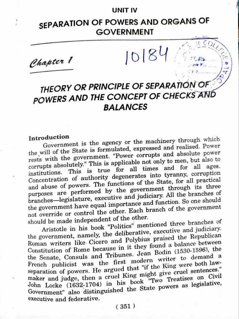 Theory of Separation of Powers | PDF