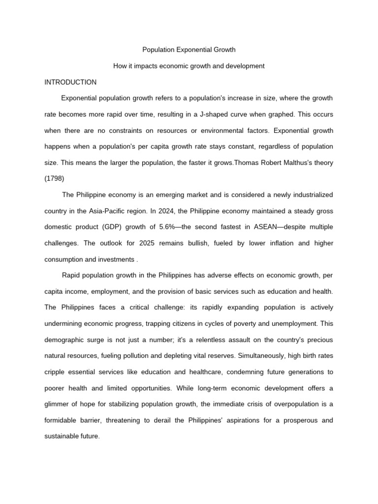 Impact of Population Growth on Philippine Economy | PDF | Economic ...