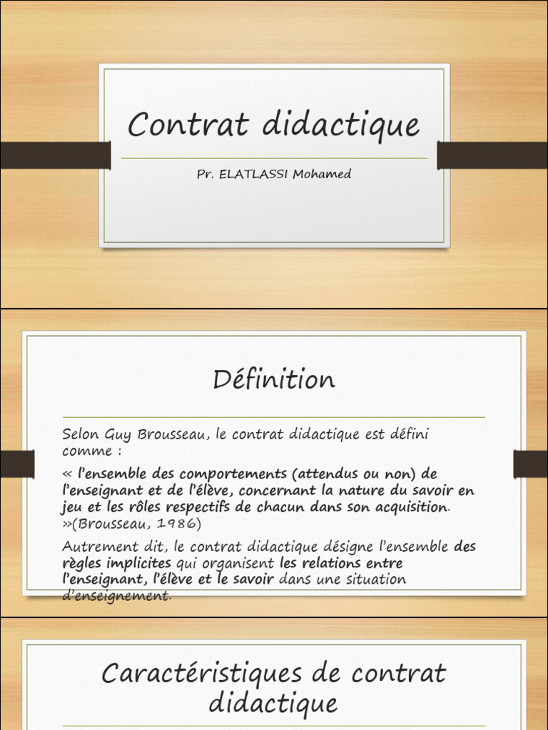 Contrat didactique : définitions et enjeux | PDF | Apprentissage