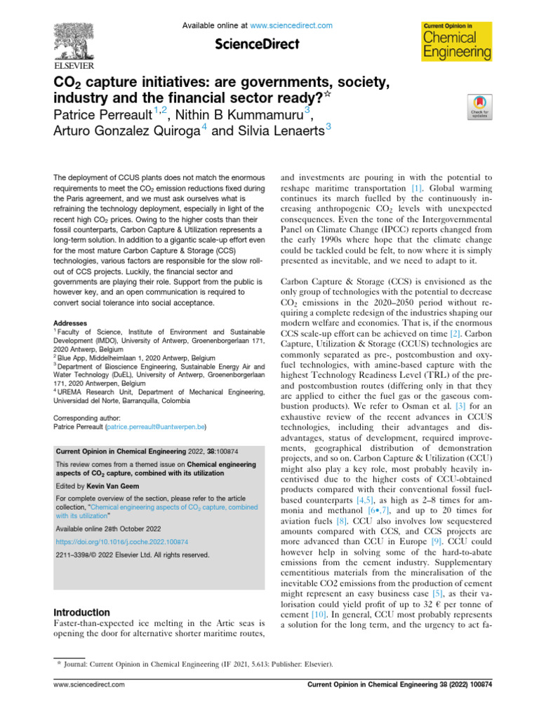 Readiness for CO2 Capture Initiatives | PDF | Carbon Capture And ...