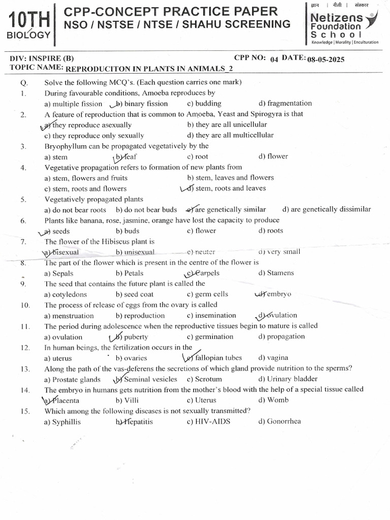 Biology CPP 04 | PDF