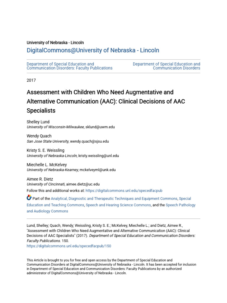 AAC Assessment Strategies for Children | PDF | Autism | Perception