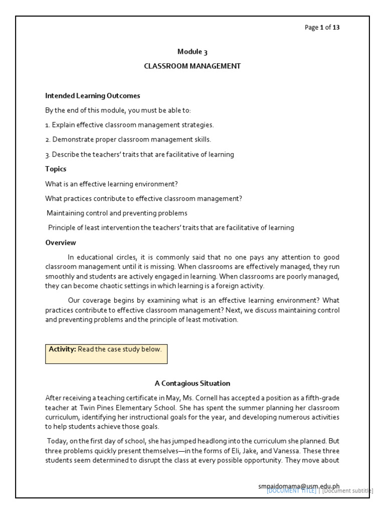 Effective Classroom Management Strategies | PDF | Classroom Management ...