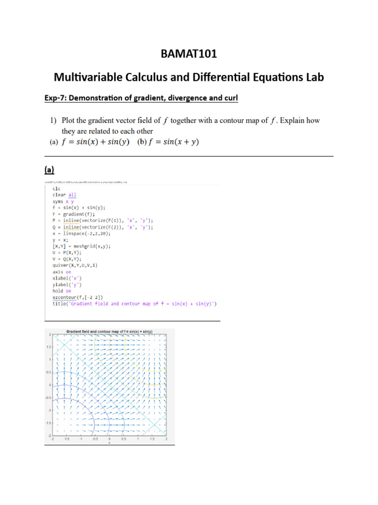 Multivariable Calculus Lab Experiments | PDF