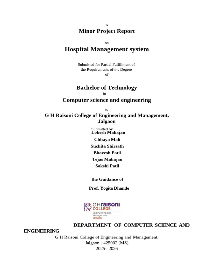Hospital Management System Project Report | PDF | Software Testing ...