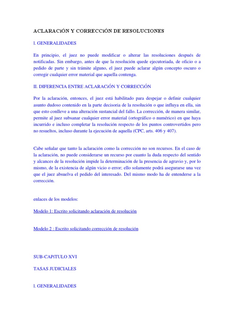 ACLARACiÓN Y CORRECCiÓN DE RESOLUCIONES | PDF | Demanda judicial | Ley  procesal