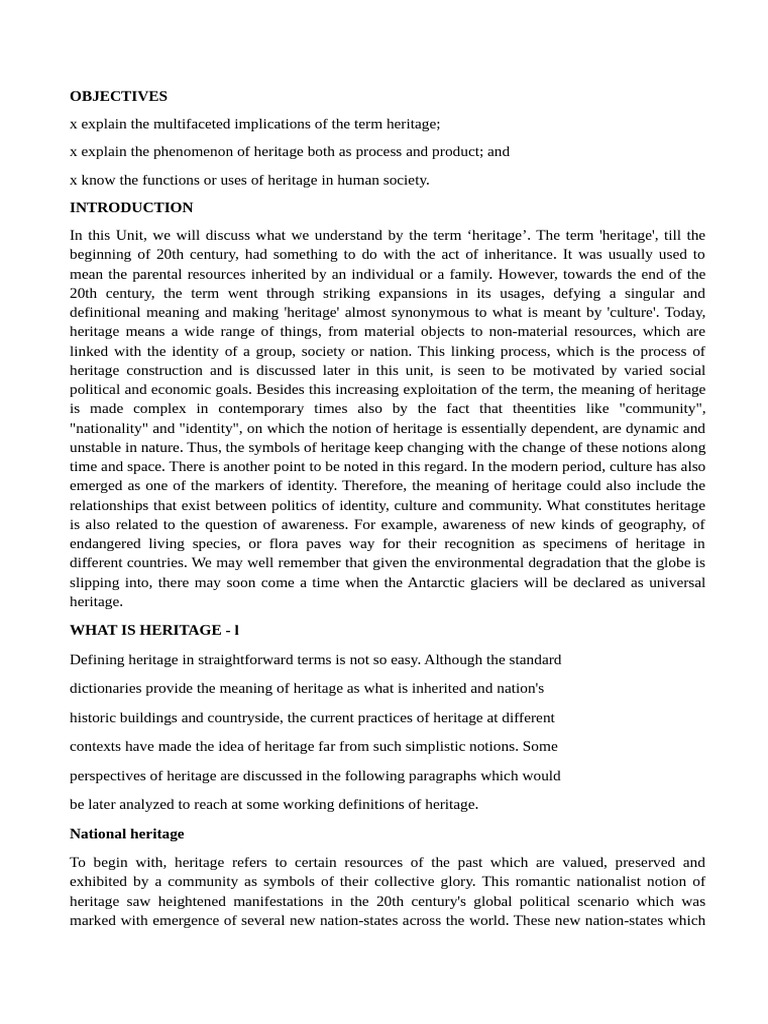 Understanding Heritage: Definitions & Implications | PDF | Identity ...