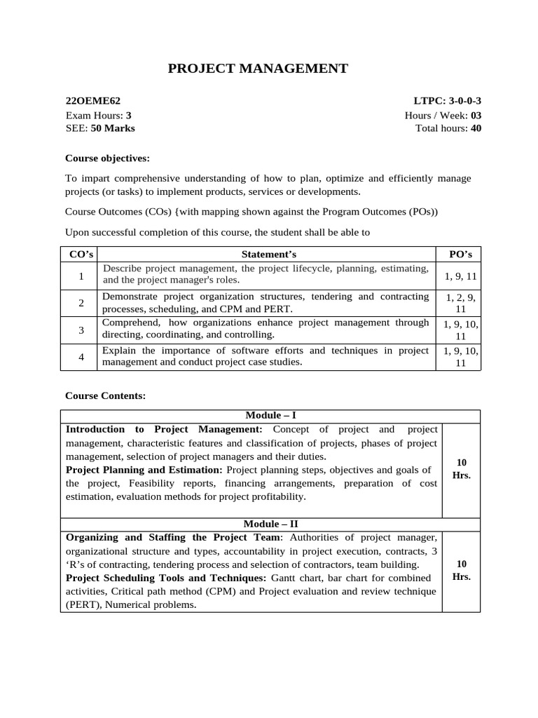 Project Management Course Overview | PDF | Project Management | Business