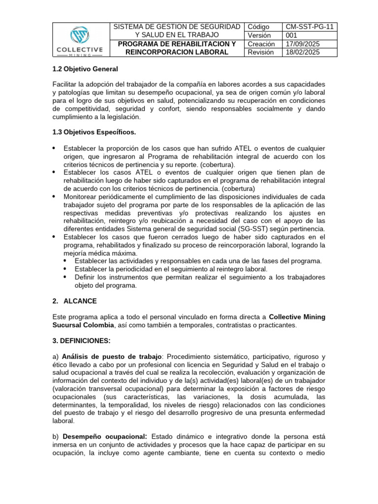 Programa de Rehabilitación Laboral 2025 | PDF | Invalidez | Seguridad y ...