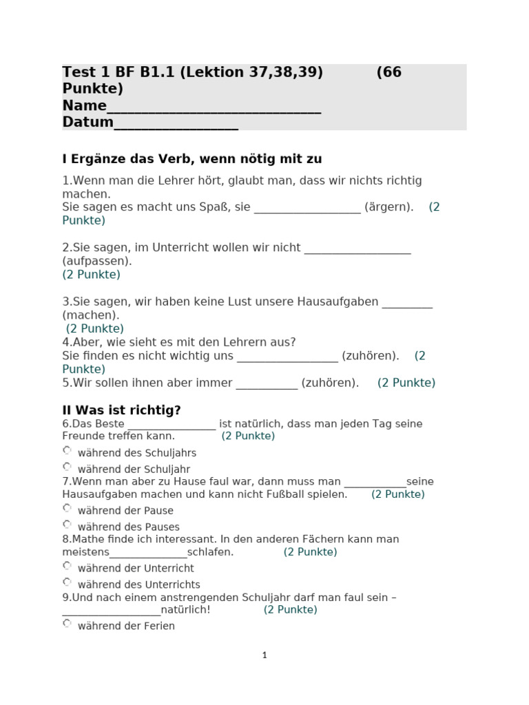 Test 1 BF B1.1 - Quiz - Word | PDF