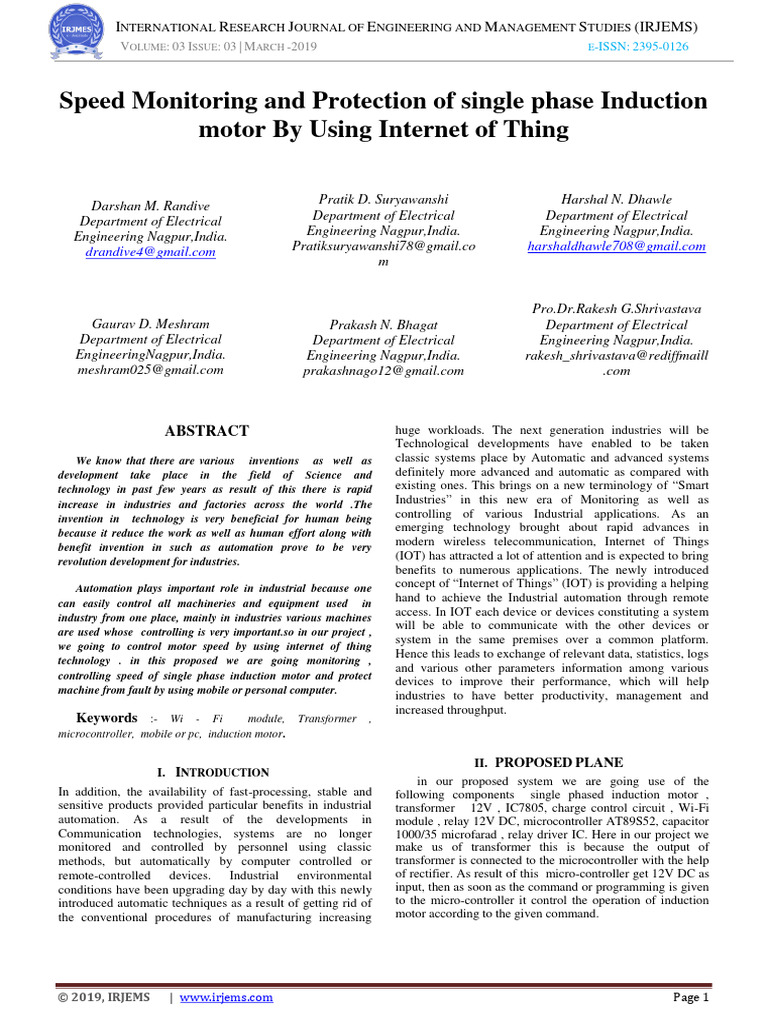 IoT-Based Speed Control for Induction Motors | PDF | Electric Motor ...